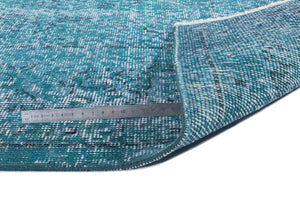 Turquoise  Over Dyed Vintage Rug 5'11'' x 9'3'' ft 180 x 281 cm