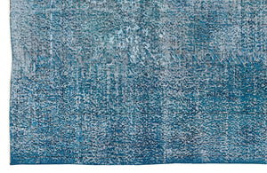 Turquoise  Over Dyed Vintage Rug 5'11'' x 9'3'' ft 180 x 281 cm