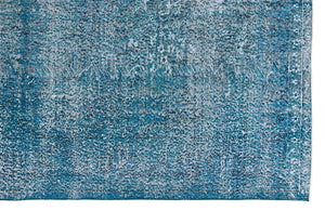 Turquoise  Over Dyed Vintage Rug 5'11'' x 9'3'' ft 180 x 281 cm
