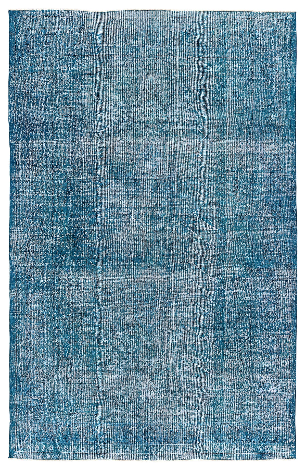 Turquoise  Over Dyed Vintage Rug 5&#39;11&#39;&#39; x 9&#39;3&#39;&#39; ft 180 x 281 cm
