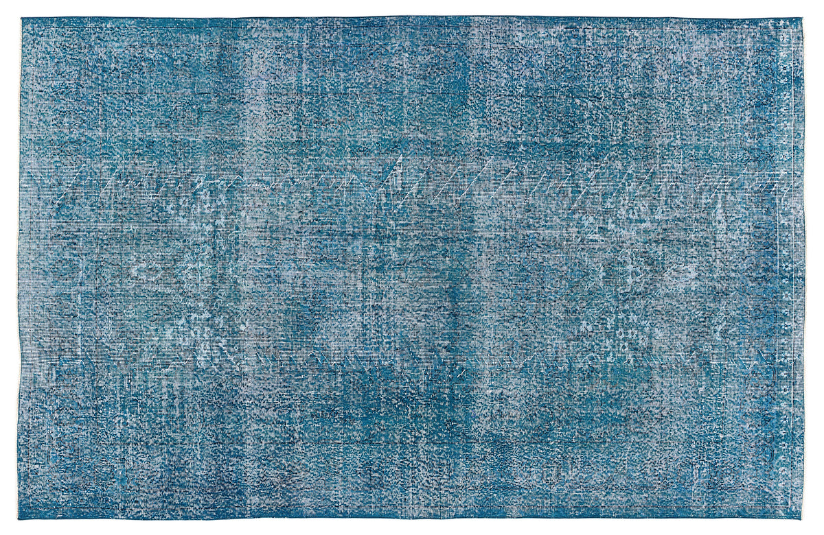 Turquoise  Over Dyed Vintage Rug 5&#39;11&#39;&#39; x 9&#39;3&#39;&#39; ft 180 x 281 cm
