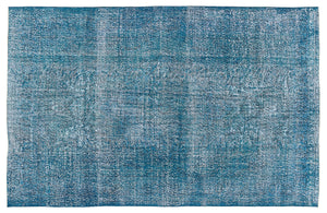 Turquoise  Over Dyed Vintage Rug 5'11'' x 9'3'' ft 180 x 281 cm