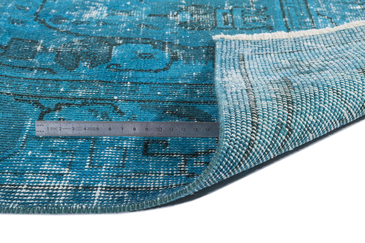 Turquoise  Over Dyed Vintage Rug 5&#39;7&#39;&#39; x 8&#39;10&#39;&#39; ft 170 x 270 cm