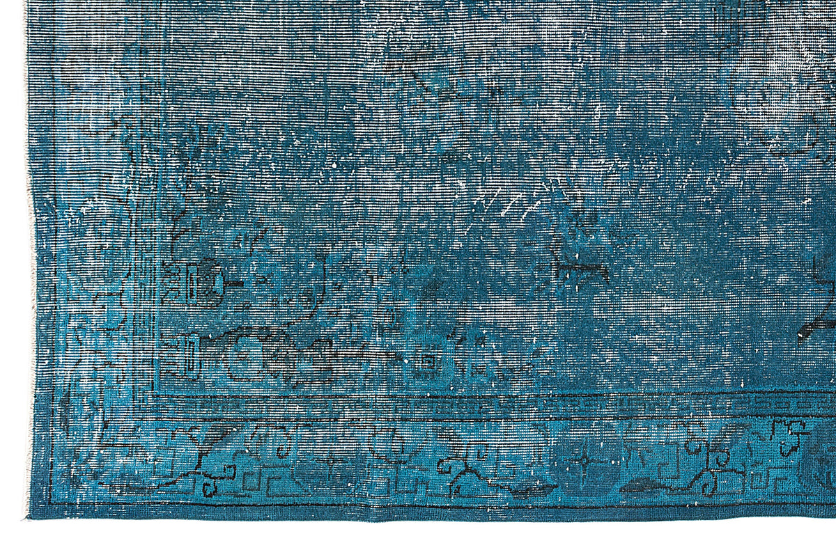 Turquoise  Over Dyed Vintage Rug 5&#39;7&#39;&#39; x 8&#39;10&#39;&#39; ft 170 x 270 cm