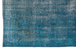 Turquoise  Over Dyed Vintage Rug 5'7'' x 8'10'' ft 170 x 270 cm