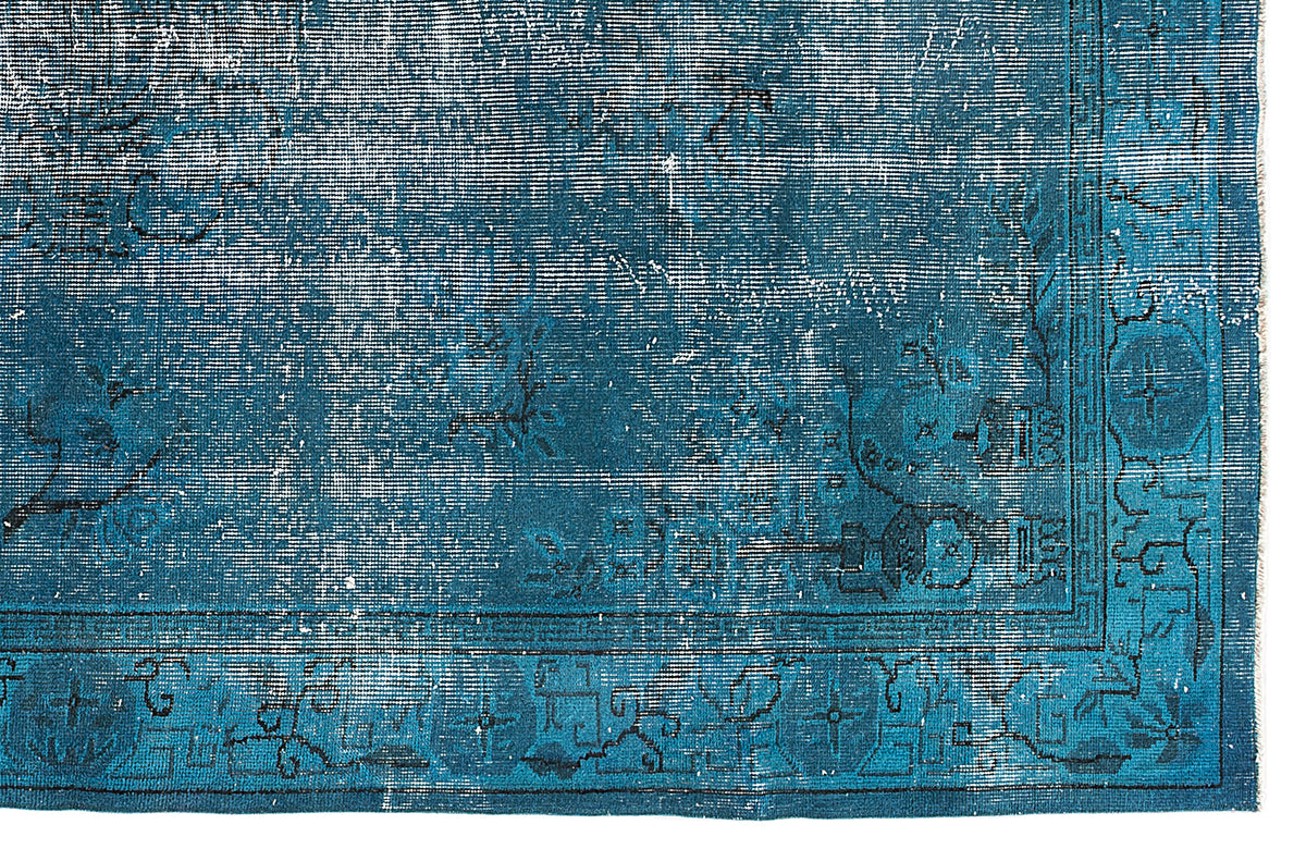 Turquoise  Over Dyed Vintage Rug 5&#39;7&#39;&#39; x 8&#39;10&#39;&#39; ft 170 x 270 cm