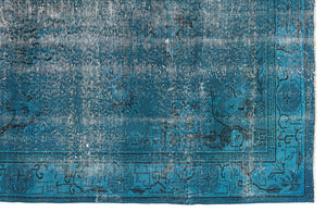 Turquoise  Over Dyed Vintage Rug 5'7'' x 8'10'' ft 170 x 270 cm