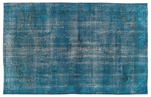 Turquoise  Over Dyed Vintage Rug 5'7'' x 8'10'' ft 170 x 270 cm