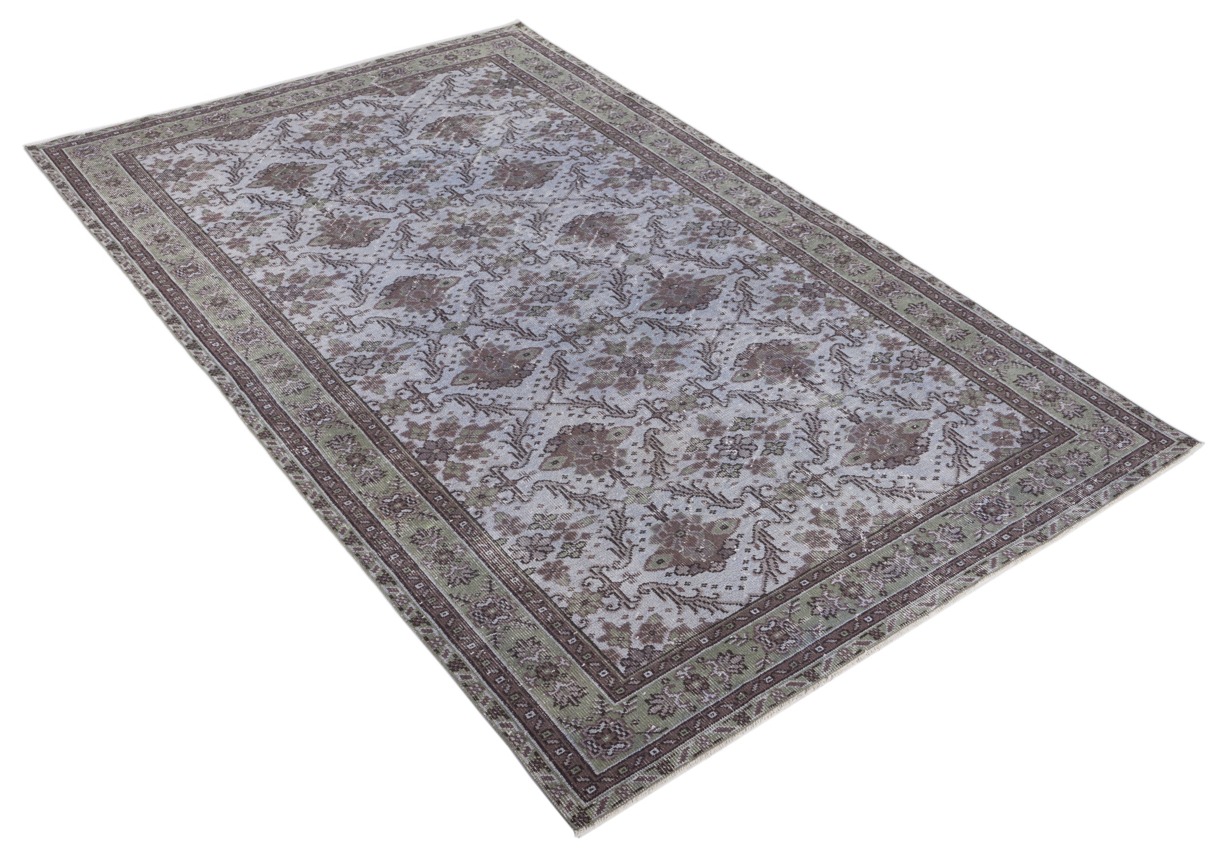 Gray Over Dyed Vintage Rug 5'10'' x 9'3'' ft 178 x 282 cm