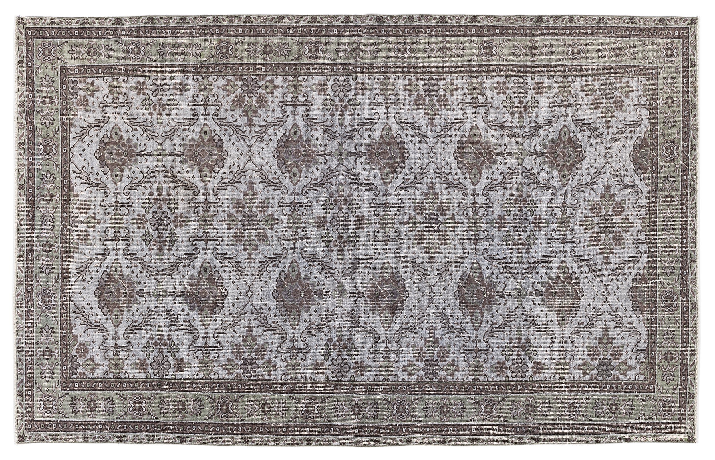 Gray Over Dyed Vintage Rug 5'10'' x 9'3'' ft 178 x 282 cm