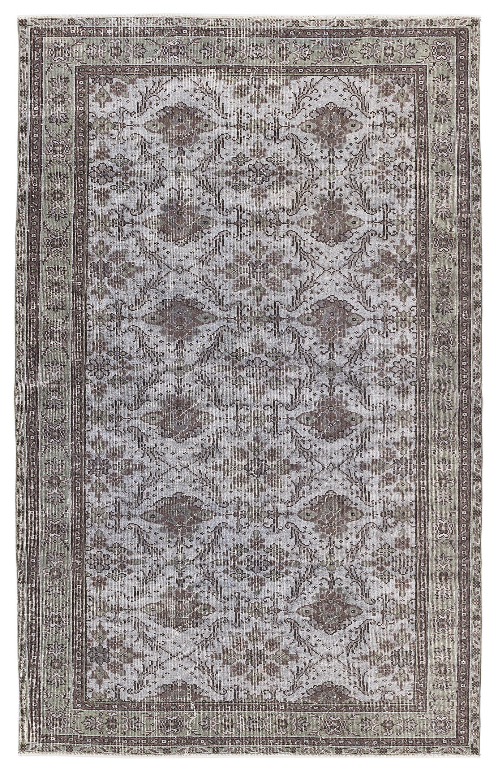 Gray Over Dyed Vintage Rug 5'10'' x 9'3'' ft 178 x 282 cm
