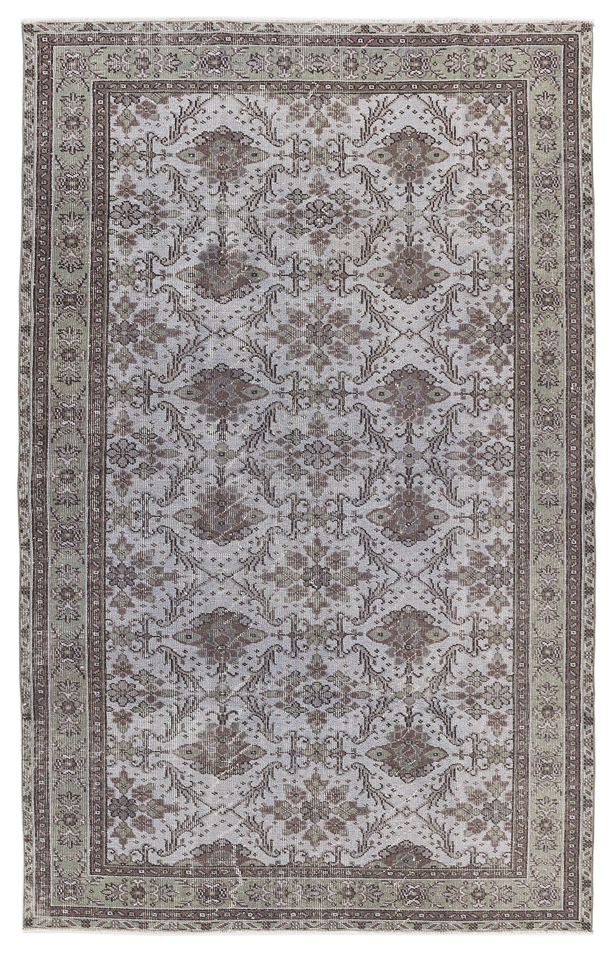 Gray Over Dyed Vintage Rug 5&#39;10&#39;&#39; x 9&#39;3&#39;&#39; ft 178 x 282 cm