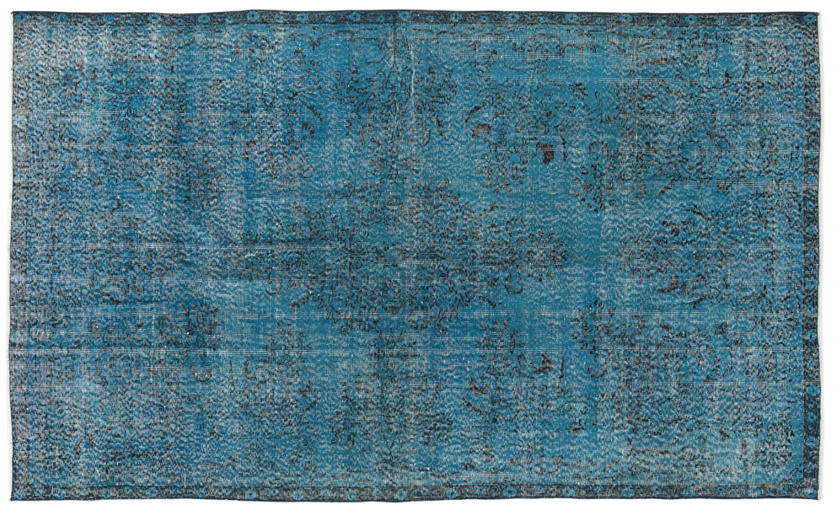 Traditional Design Turquoise Over Dyed Vintage Rug 5&#39;11&#39;&#39; x 9&#39;10&#39;&#39; ft 180 x 300 cm