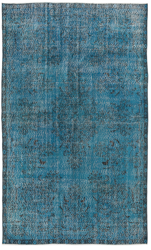 Traditional Design Turquoise Over Dyed Vintage Rug 5'11'' x 9'10'' ft 180 x 300 cm