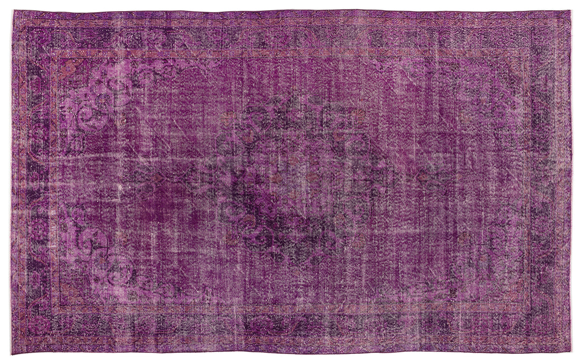 Fuchsia Over Dyed Vintage Rug 6&#39;7&#39;&#39; x 10&#39;11&#39;&#39; ft 201 x 334 cm