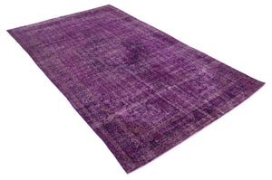 Fuchsia Over Dyed Vintage Rug 6'7'' x 10'11'' ft 201 x 334 cm