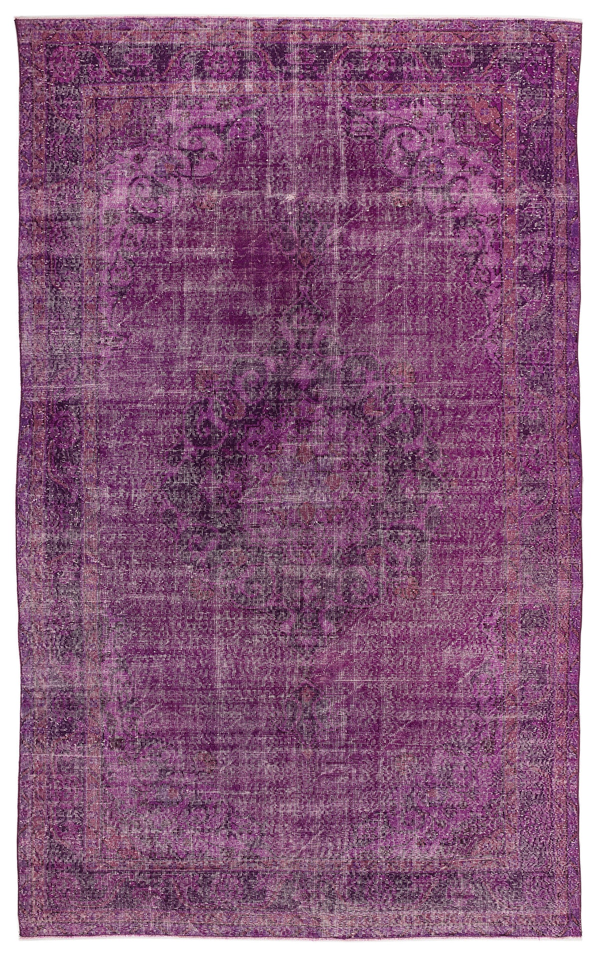 Fuchsia Over Dyed Vintage Rug 6&#39;7&#39;&#39; x 10&#39;11&#39;&#39; ft 201 x 334 cm