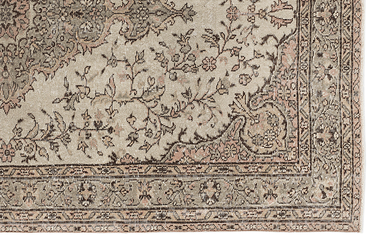 Beige Over Dyed Vintage Rug 5&#39;4&#39;&#39; x 8&#39;11&#39;&#39; ft 162 x 272 cm