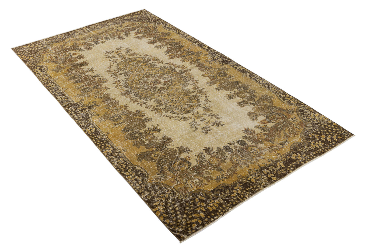 Yellow Over Dyed Vintage Rug 5&#39;3&#39;&#39; x 9&#39;5&#39;&#39; ft 161 x 287 cm