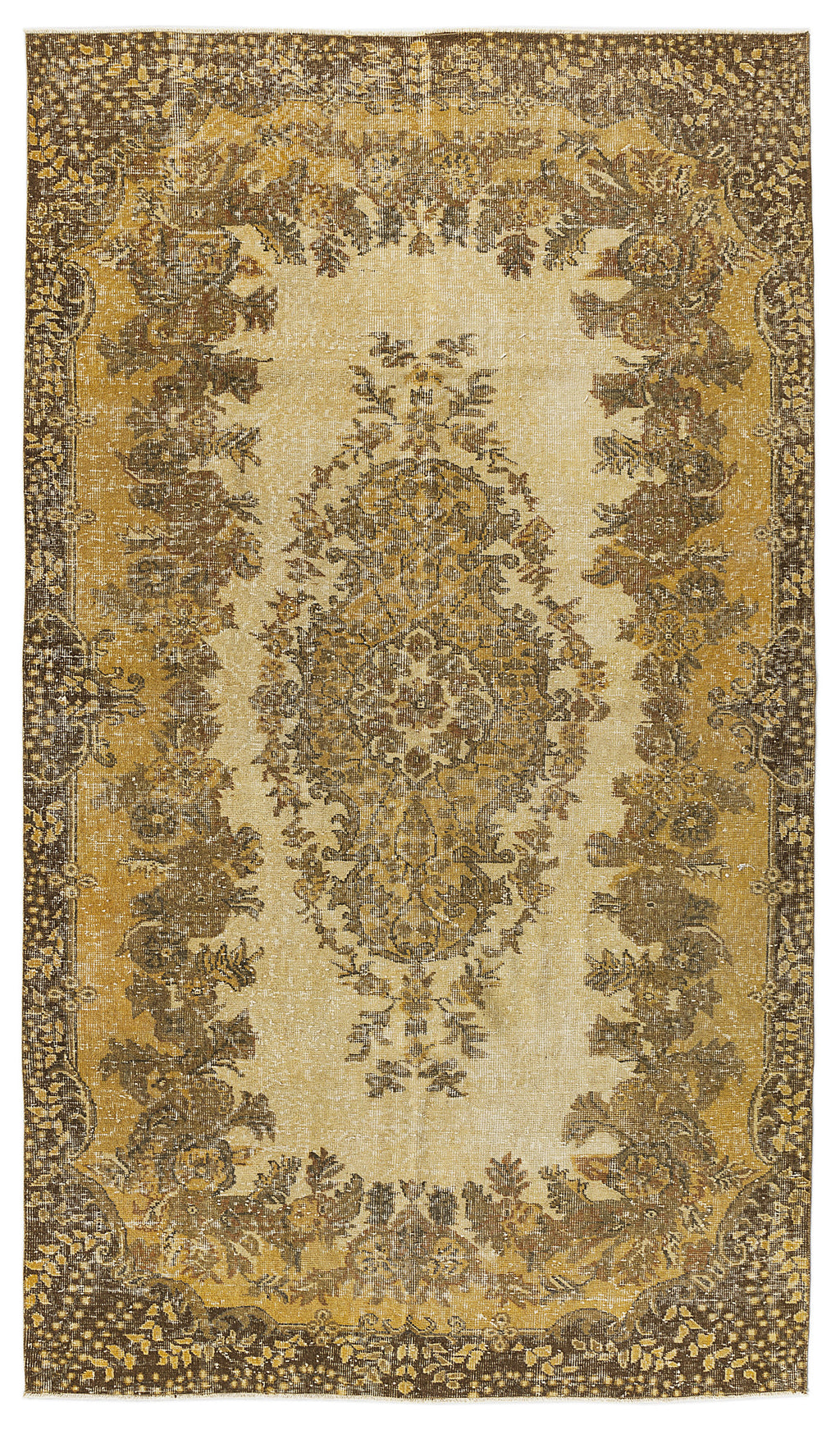 Yellow Over Dyed Vintage Rug 5'3'' x 9'5'' ft 161 x 287 cm