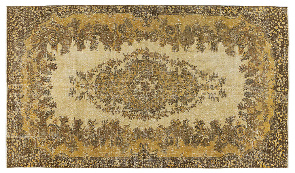 Yellow Over Dyed Vintage Rug 5'3'' x 9'5'' ft 161 x 287 cm