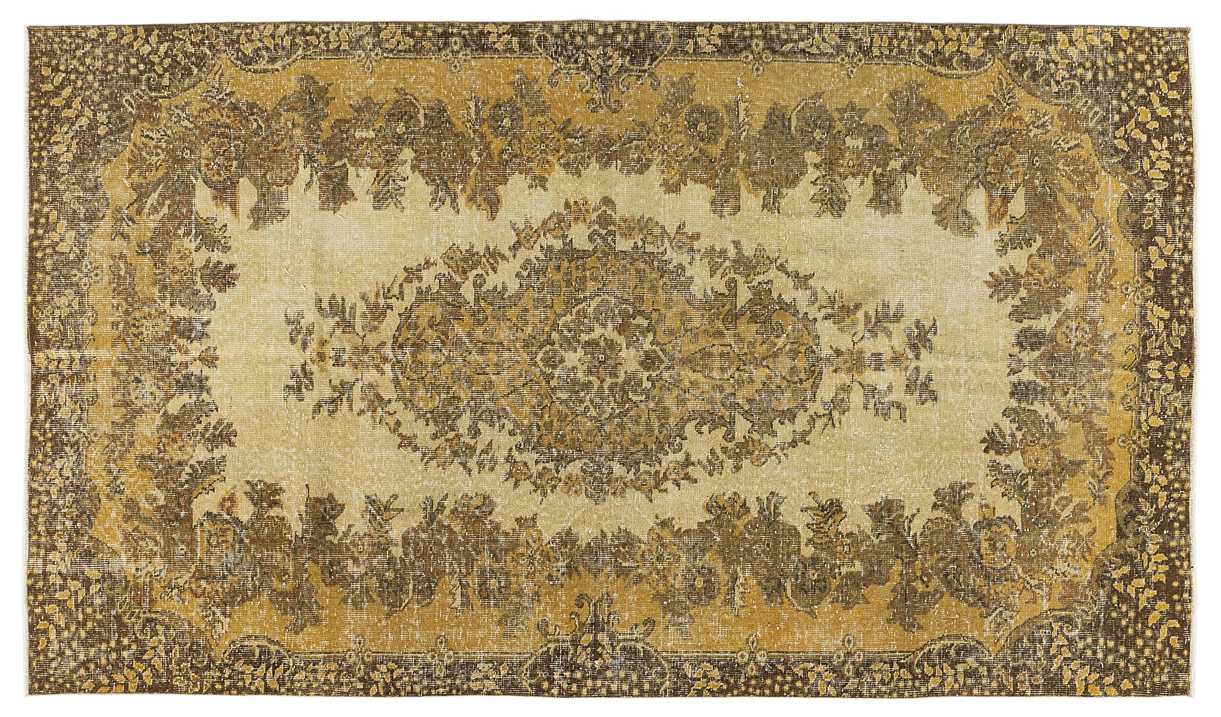Yellow Over Dyed Vintage Rug 5'3'' x 9'5'' ft 161 x 287 cm