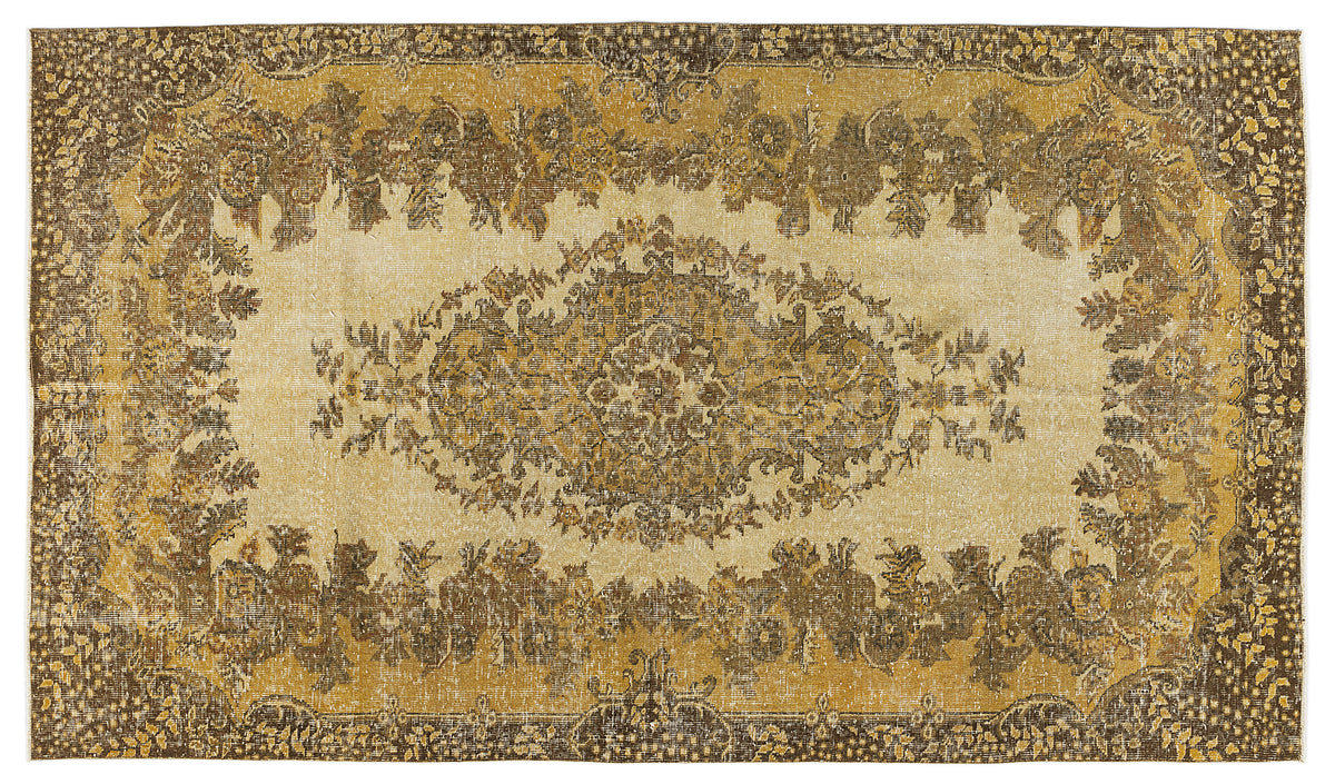 Yellow Over Dyed Vintage Rug 5&#39;3&#39;&#39; x 9&#39;5&#39;&#39; ft 161 x 287 cm
