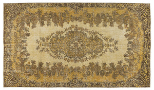 Yellow Over Dyed Vintage Rug 5'3'' x 9'5'' ft 161 x 287 cm