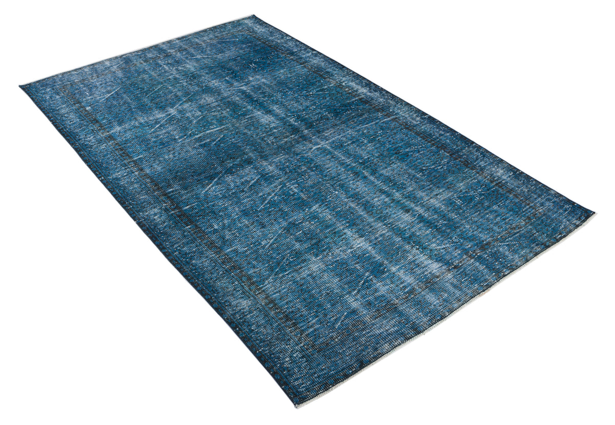 Turquoise  Over Dyed Vintage Rug 5&#39;4&#39;&#39; x 8&#39;9&#39;&#39; ft 163 x 267 cm