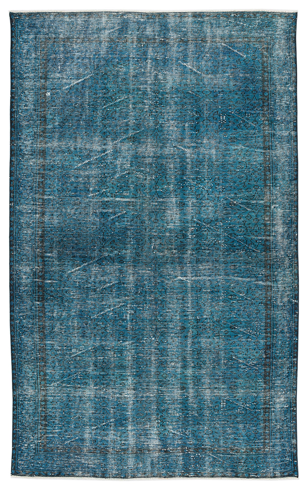 Turquoise  Over Dyed Vintage Rug 5&#39;4&#39;&#39; x 8&#39;9&#39;&#39; ft 163 x 267 cm