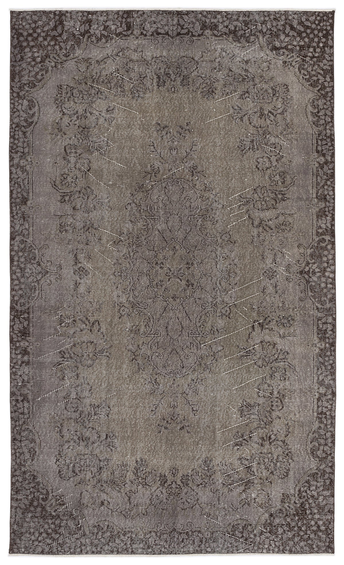 Gray Over Dyed Vintage Rug 5&#39;5&#39;&#39; x 9&#39;1&#39;&#39; ft 164 x 278 cm