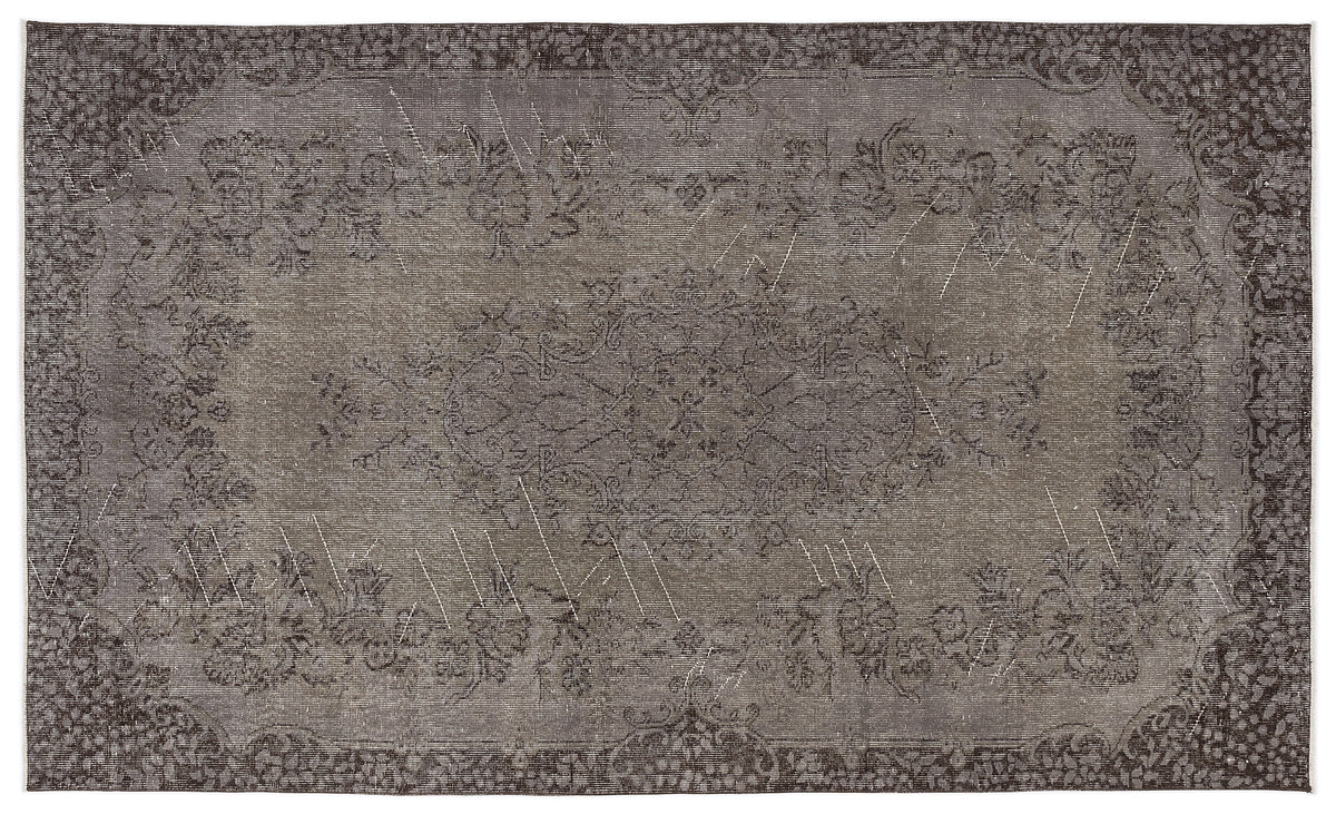 Gray Over Dyed Vintage Rug 5&#39;5&#39;&#39; x 9&#39;1&#39;&#39; ft 164 x 278 cm