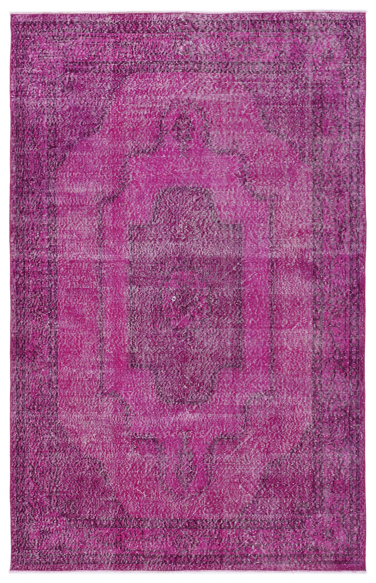 Fuchsia Over Dyed Vintage Rug 5&#39;10&#39;&#39; x 9&#39;1&#39;&#39; ft 178 x 276 cm