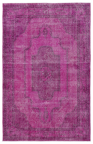 Fuchsia Over Dyed Vintage Rug 5'10'' x 9'1'' ft 178 x 276 cm