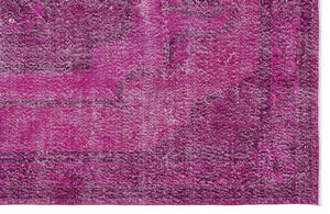 Fuchsia Over Dyed Vintage Rug 5'10'' x 9'1'' ft 178 x 276 cm