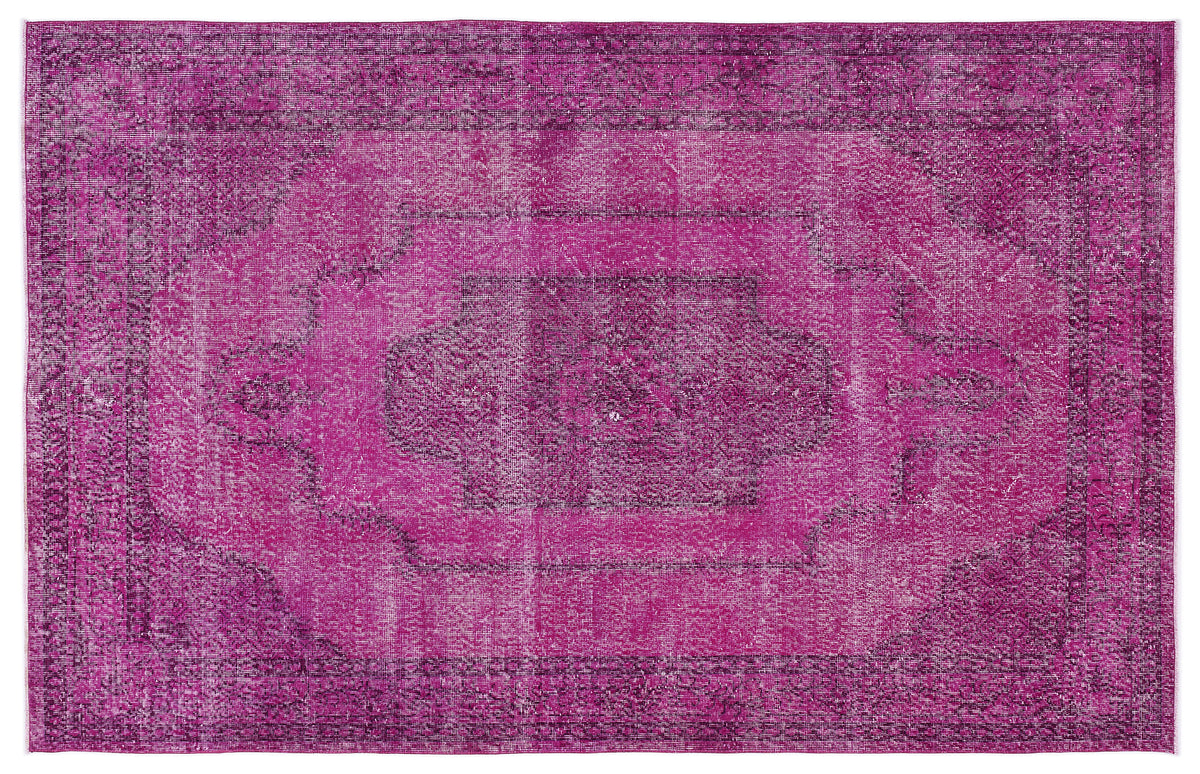 Fuchsia Over Dyed Vintage Rug 5&#39;10&#39;&#39; x 9&#39;1&#39;&#39; ft 178 x 276 cm