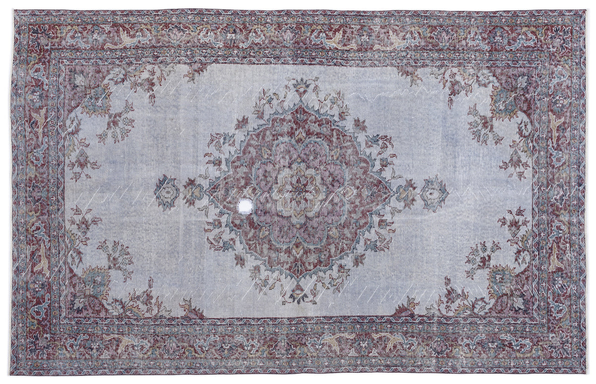 Blue Over Dyed Vintage Rug 5&#39;10&#39;&#39; x 9&#39;3&#39;&#39; ft 178 x 282 cm