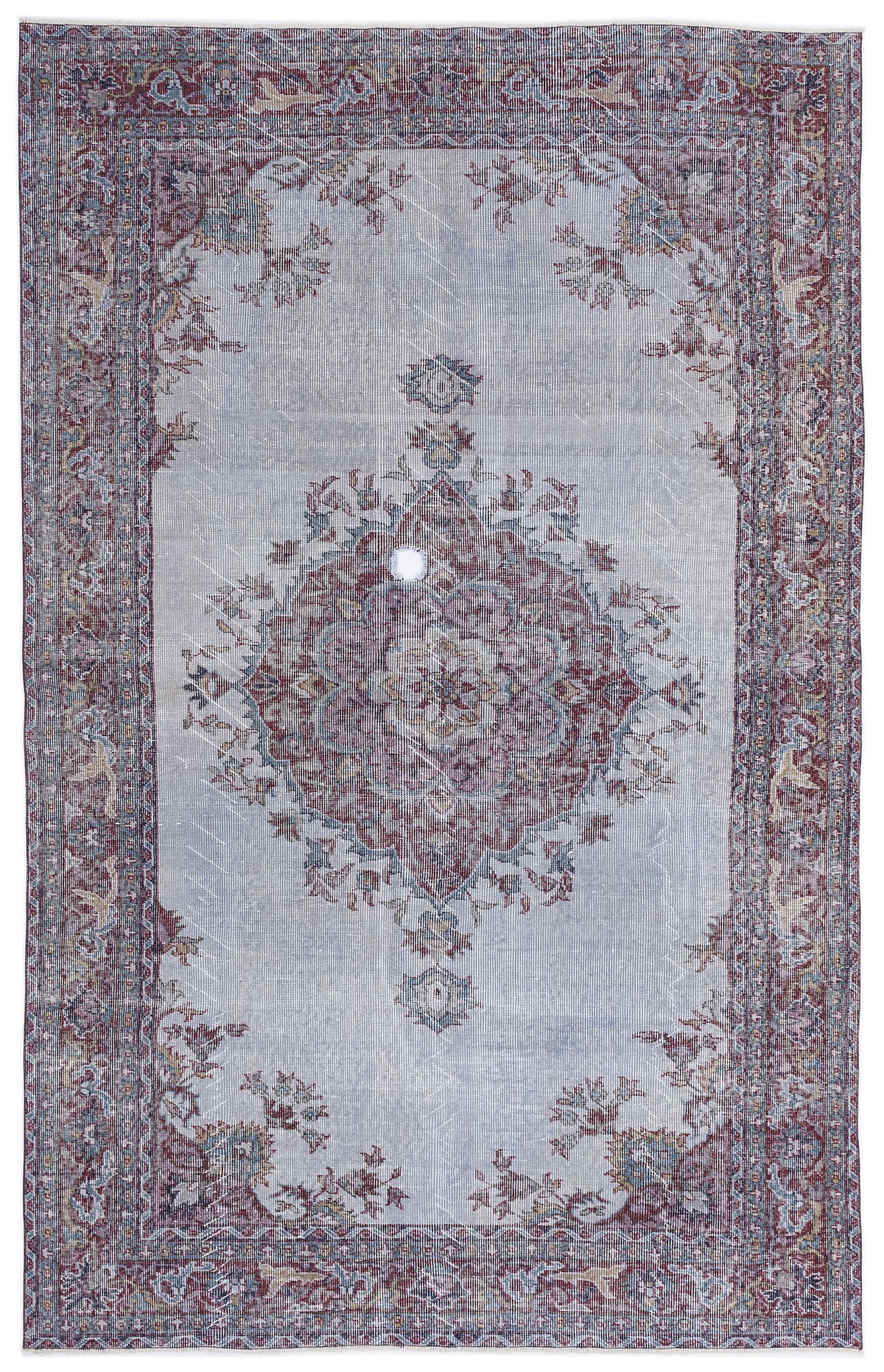 Blue Over Dyed Vintage Rug 5&#39;10&#39;&#39; x 9&#39;3&#39;&#39; ft 178 x 282 cm
