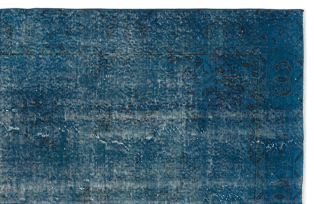 Turquoise  Over Dyed Vintage Rug 5'7'' x 9'4'' ft 169 x 285 cm