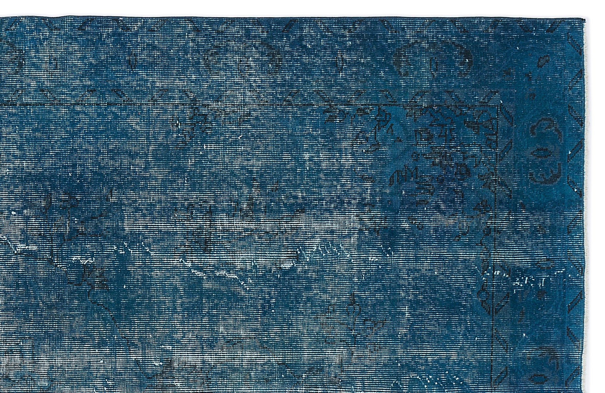 Turquoise  Over Dyed Vintage Rug 5'7'' x 9'4'' ft 169 x 285 cm