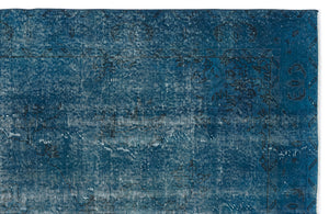 Turquoise  Over Dyed Vintage Rug 5'7'' x 9'4'' ft 169 x 285 cm