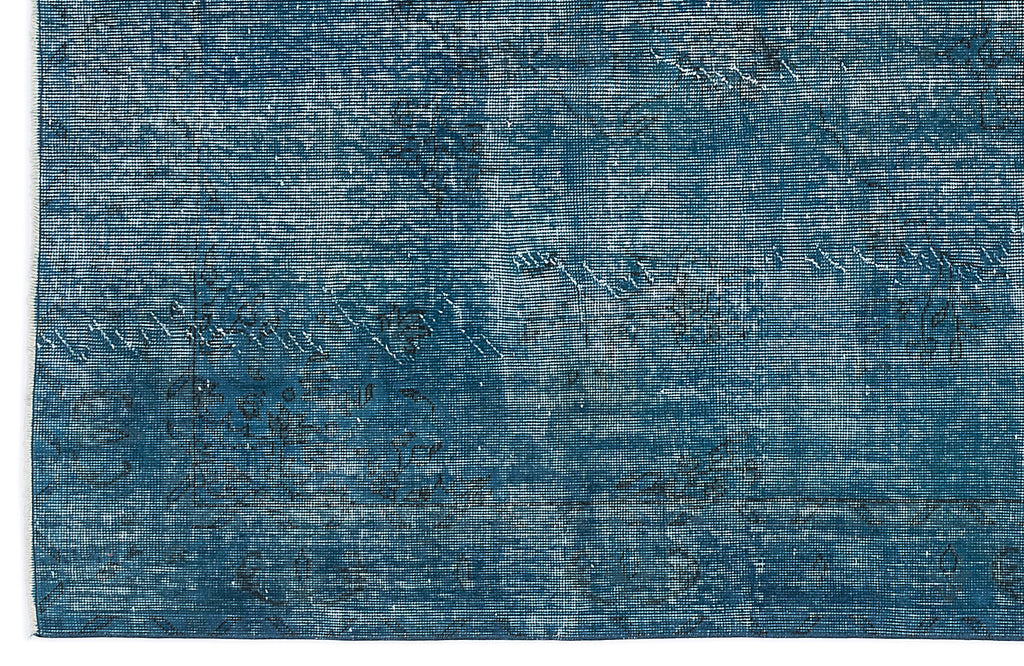Turquoise  Over Dyed Vintage Rug 5'7'' x 9'4'' ft 169 x 285 cm