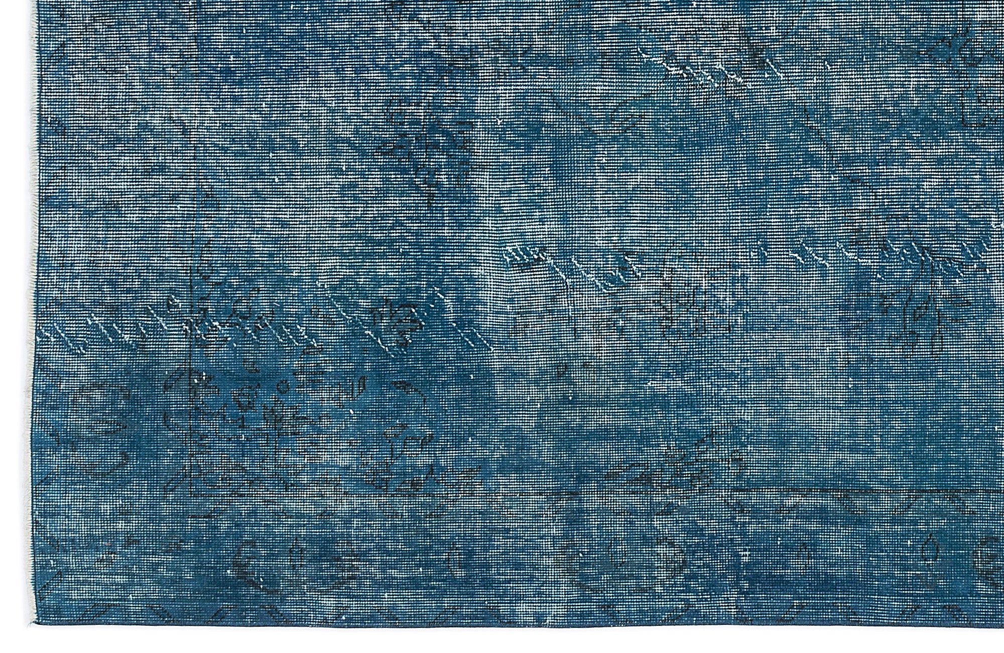 Turquoise  Over Dyed Vintage Rug 5'7'' x 9'4'' ft 169 x 285 cm