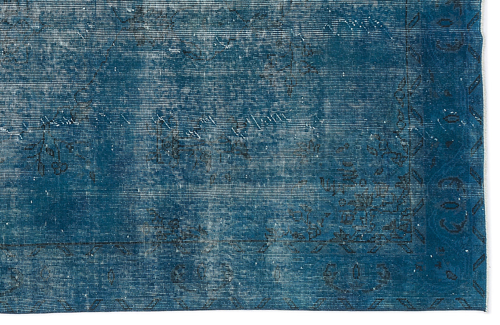 Turquoise  Over Dyed Vintage Rug 5'7'' x 9'4'' ft 169 x 285 cm