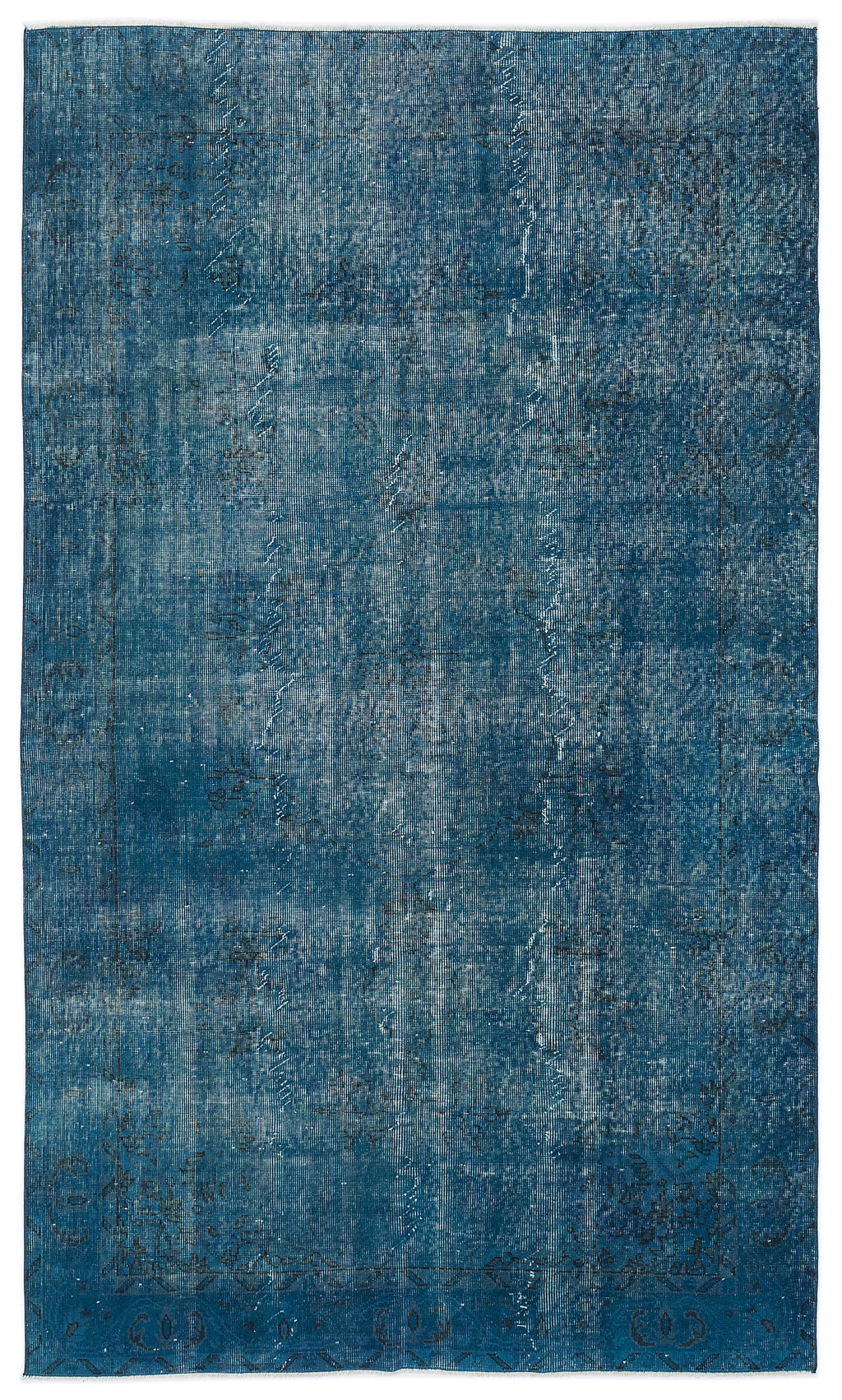 Turquoise  Over Dyed Vintage Rug 5'7'' x 9'4'' ft 169 x 285 cm