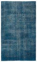 Turquoise  Over Dyed Vintage Rug 5'7'' x 9'4'' ft 169 x 285 cm