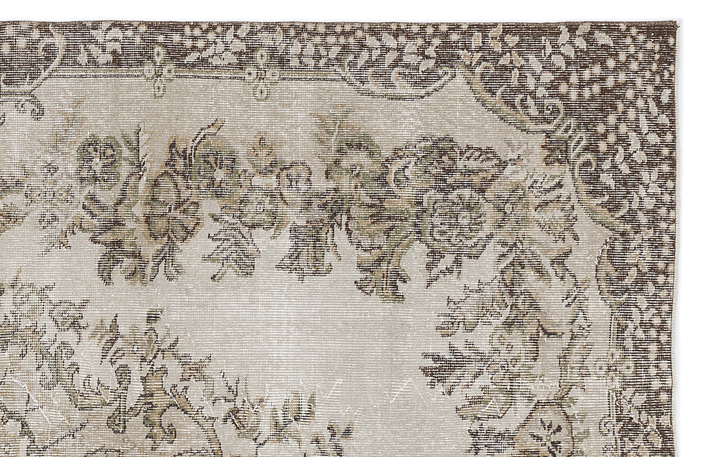 Beige Over Dyed Vintage Rug 5'8'' x 9'3'' ft 173 x 281 cm