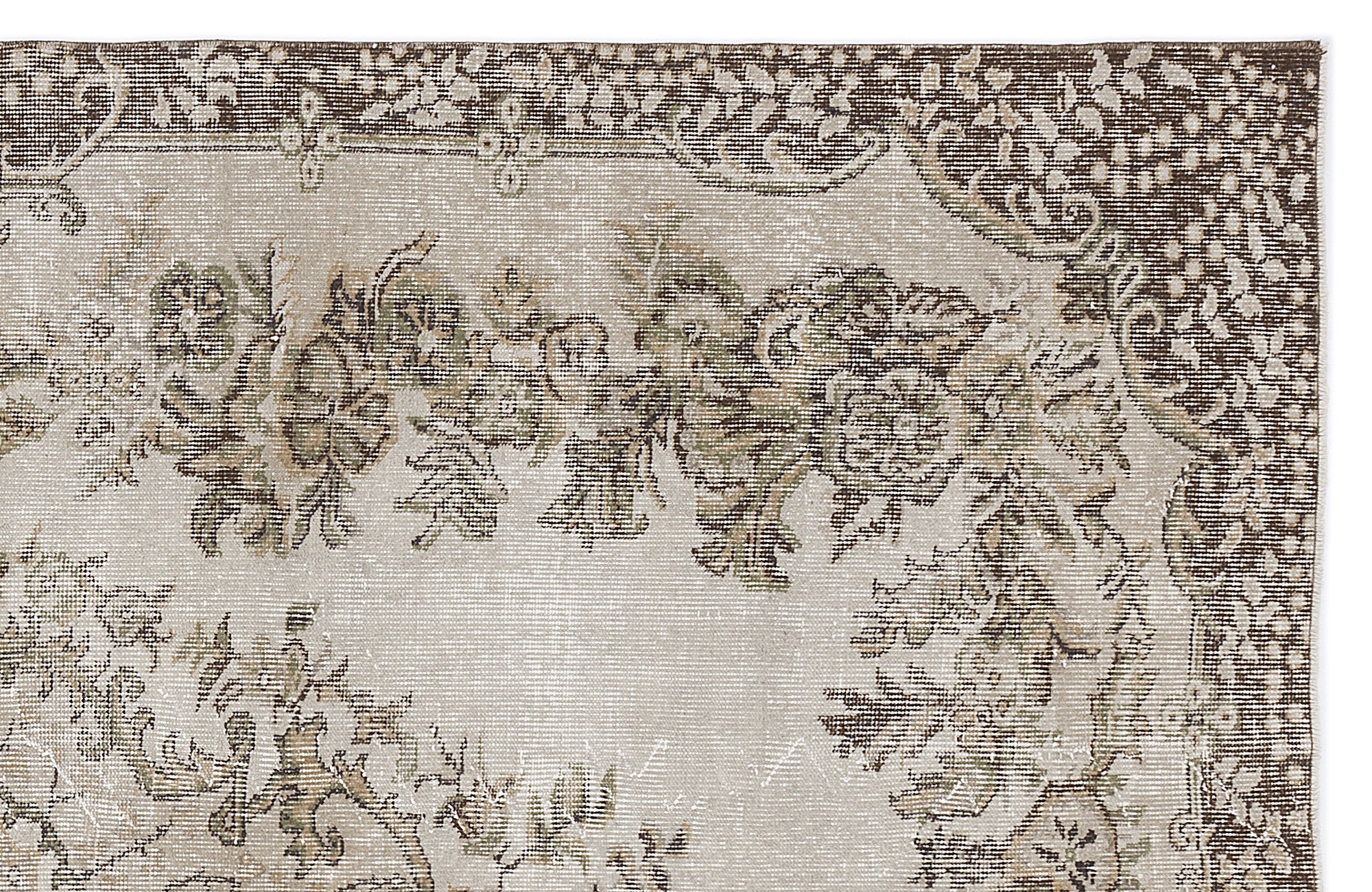 Beige Over Dyed Vintage Rug 5'8'' x 9'3'' ft 173 x 281 cm