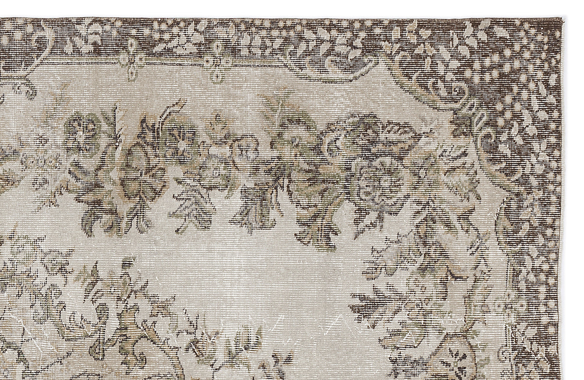 Beige Over Dyed Vintage Rug 5&#39;8&#39;&#39; x 9&#39;3&#39;&#39; ft 173 x 281 cm