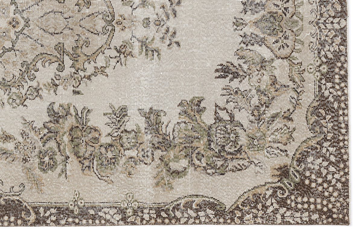 Beige Over Dyed Vintage Rug 5&#39;8&#39;&#39; x 9&#39;3&#39;&#39; ft 173 x 281 cm